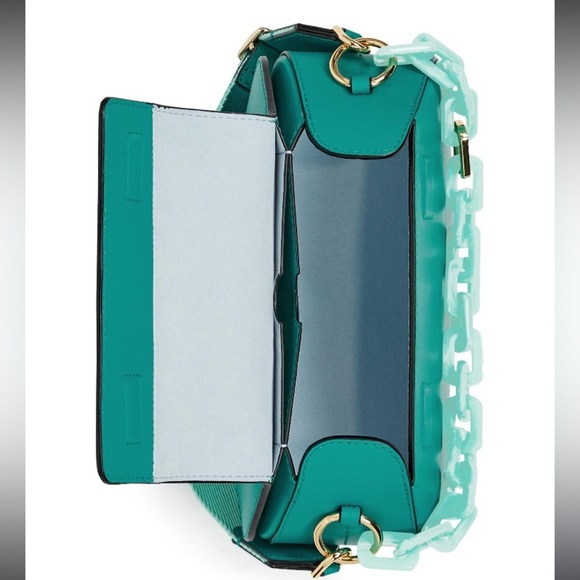 NWT ECCO Weeble Chain Leather Teal Turquoise Bag - Picture 4 of 4